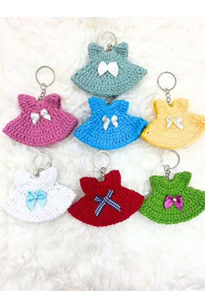Kardelux Amigurumi Örgü Bebek Elbise Desenli Anahtarlık