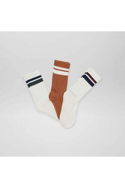 KIABI جوارب طويلة محبوكة - عبوة من 3 قطع باللون البني