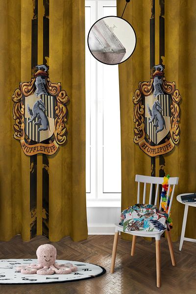 Doruklar Home Collection Digital Printing Washable Harry Potter Pattern 2 Wings Baby and Children's Room Background Curtain