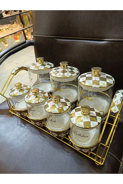 DEKOR ZÜCCACİYE HOME Pachi 7 Pcs Vacuum Seasoning Set with Flower Stand