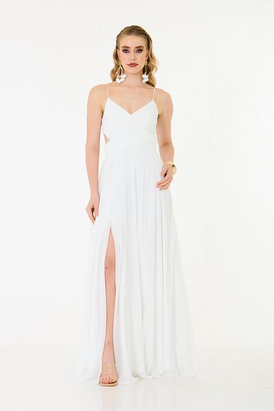 Carmen Chiffon Outdoor Shooting Dress with White Straps