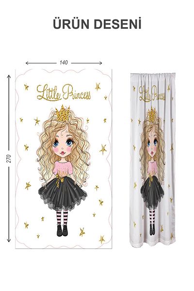 Doruklar Home Collection Digital Printing Washable Girl Pattern 2 Wings Baby and Children's Room Background Curtain