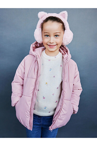 LC Waikiki Kids Ekru Bisiklet Yaka Çiçekli Kız Çocuk Kazak