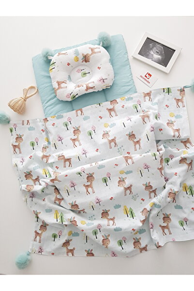 ib ilkimbebe طقم حفاضات أطفال مع بطانية - وسادة، موسلين، حديثي الولادة، سرير ...