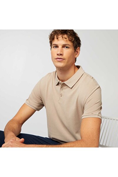 KIABI Cotton piqué polo shirt beige