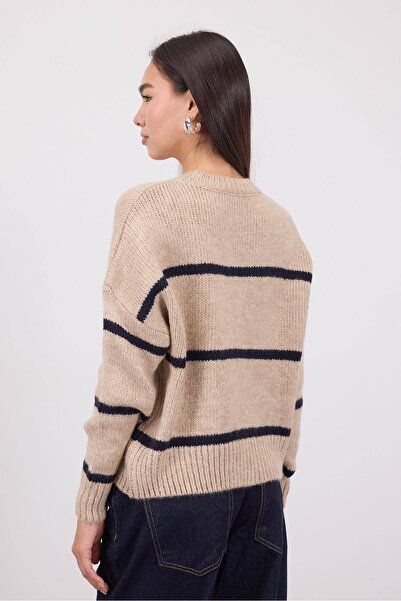 Addax Bisiklet Yaka Çizgili Triko Kazak K3424-A6