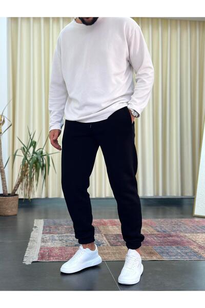 Baycombine35 Men's Three Thread Raised Sweatpants with Elastic Legs