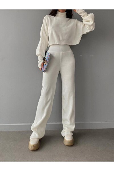 Mooi Butik Costum de tricotat cu gât înalt și cu fixare a degetelor