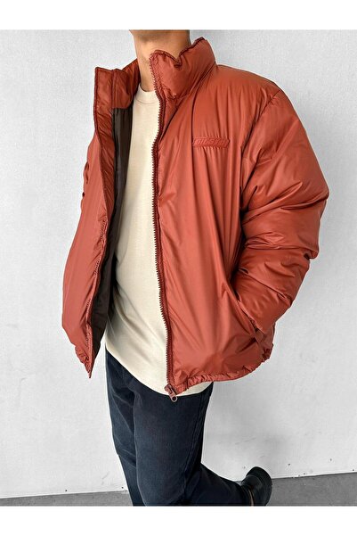 ablukaonline Ανδρικό παλτό με φερμουάρ με όρθιο γιακά πορτοκαλί