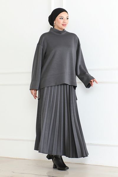 KADEEM Smoke Scuba Modal Skirted Suit