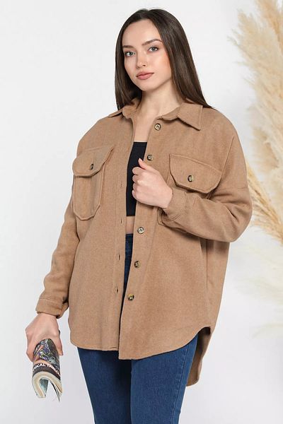 GÜLSELİ Дамско яке Biscuit Oversize Cashmere