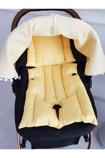 ilkimbebe Waffle Pique Zippered Baby Stroller Cover and Double Sided Baby Stroller Cushion