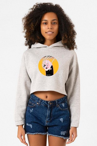 Tshirthane Meovv Meow White Crushed Women's Crop Hoodie
