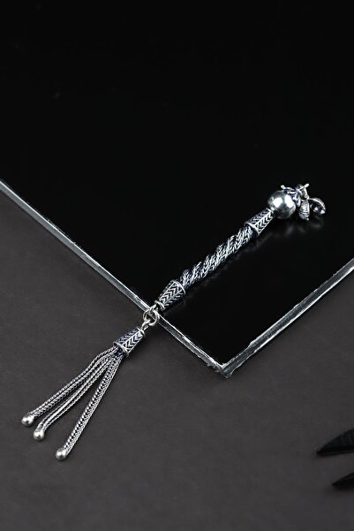 ENCİLİ SİLVER 925 Ayar Gümüş Örgü Model Üç Sallantılı Tesbih Püskülü