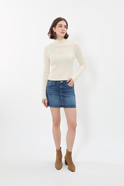 Bluewhite Fusta scurtă Jean de damă Albastru închis