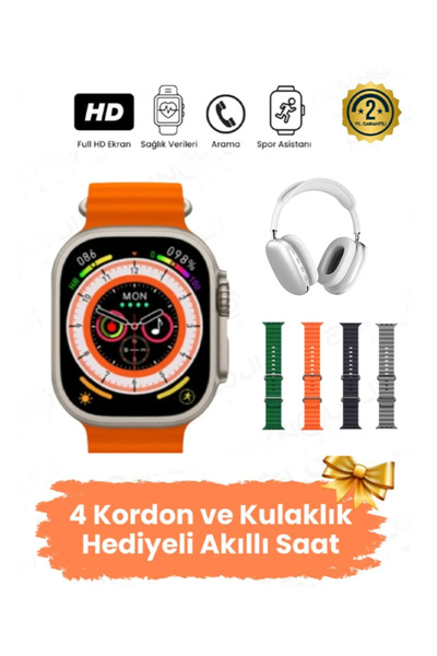 MerciTech H27 Ultra 3 Akıllı Saat 2,19 Ekran Nfc Gps, Bluetooth Kulaklık ve 4...