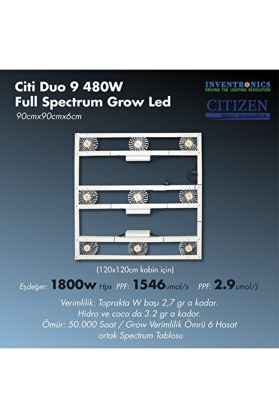 Grow Wizard CİTİ 9 DUO 480W Full Spectrum Grow Led Lamba