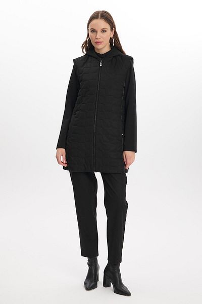 Zühre Kaptone Patterned Black Vest Blouse & Tk-1347 Vest Set