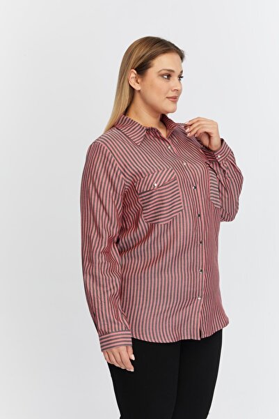 RMG Red Plus Size Asymmetrical Print Shirt