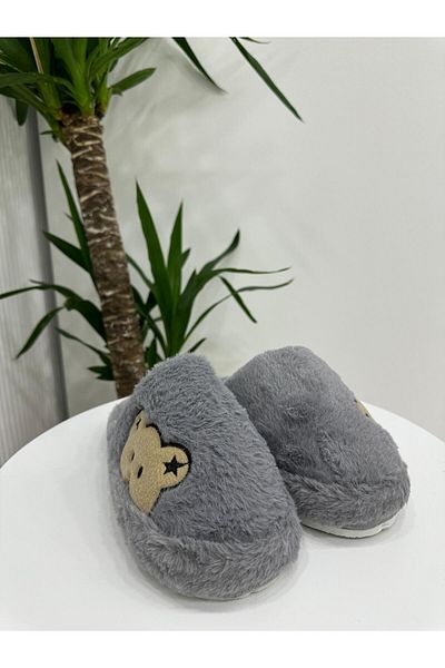 Klay Shoes Λούτρινες παντόφλες σπιτιού Unisex με φιγούρα αρκουδάκι