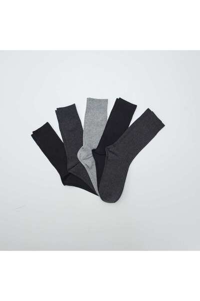 KIABI Pack of 5 pairs of ribbed socks BLACK