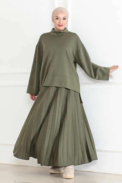 KADEEM قماش كاكي سكوبا - مجموعة تنورة مشروط