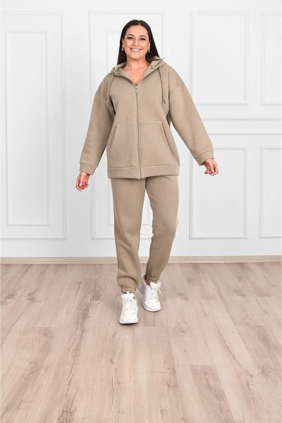 FEEL STYLE Дамски костюм с 3 повдигнати прежди с двоен голям размер FS