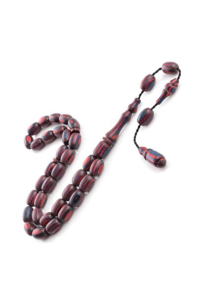 TESBİHCİBABA Rozariu din lemn de camfor albastru burgundă