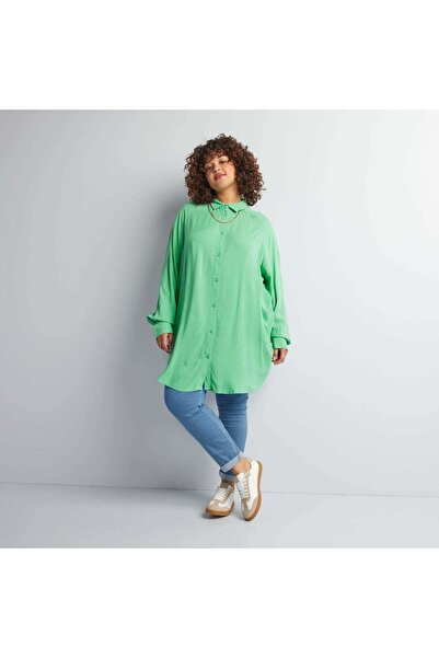 KIABI Longline shirt with long sleeves GREEN