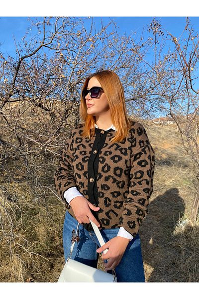 40 Adım Leopard Soft Cardigan