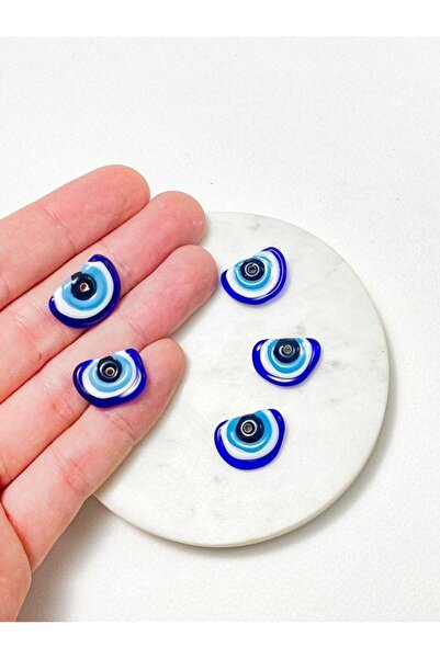 ella'nın çarşısı خرزة زجاج مورانو زرقاء داكنة مصنوعة يدويًا نصف خرزة عين الشر...