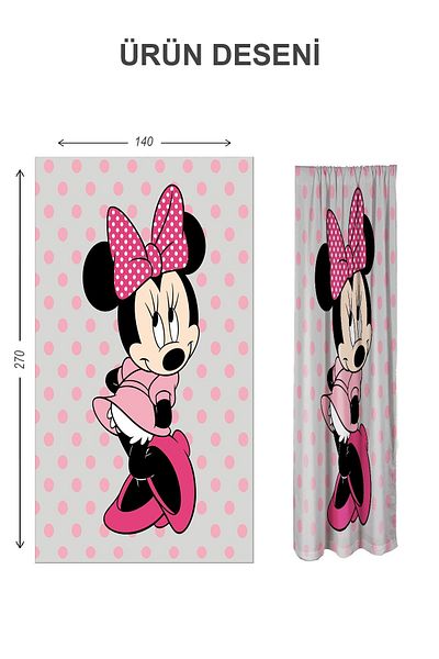 Doruklar Home Collection Digital Printing Washable Mickey Pattern 2 Wings Baby and Children's Room Background Curtain