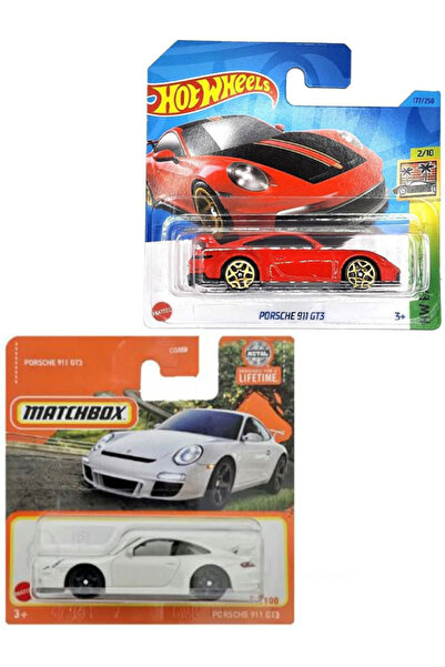 HOT WHEELS مجموعة من 2 سيارة - Hot Wheels Porsche 911 Gt3 - أحمر وعلبة الثقاب...