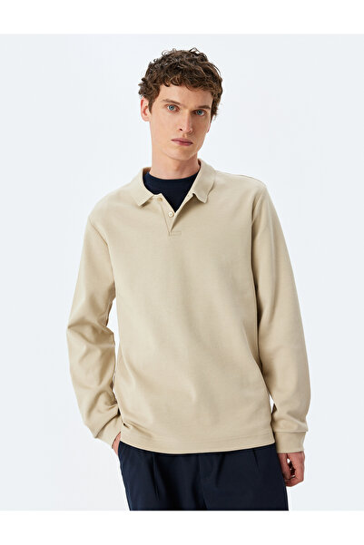Koton Baumwoll-Interlock-Polo-Kragen-Sweatshirt