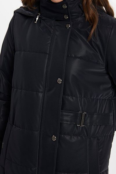 Zühre Hooded Button Detailed Navy Blue Coat 13691