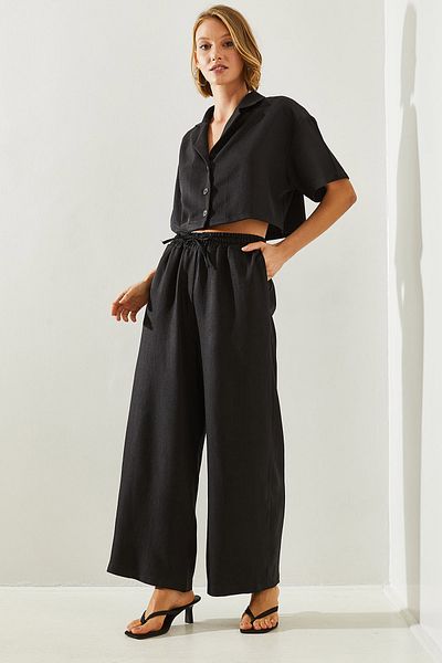 Bianco Lucci Crop Women's Pants and Pocket Jacket Set - 9241 60251692