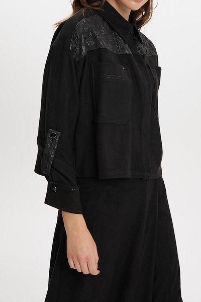 Zühre Quilted Detailed Black Double Suit with Pockets Tk-1403