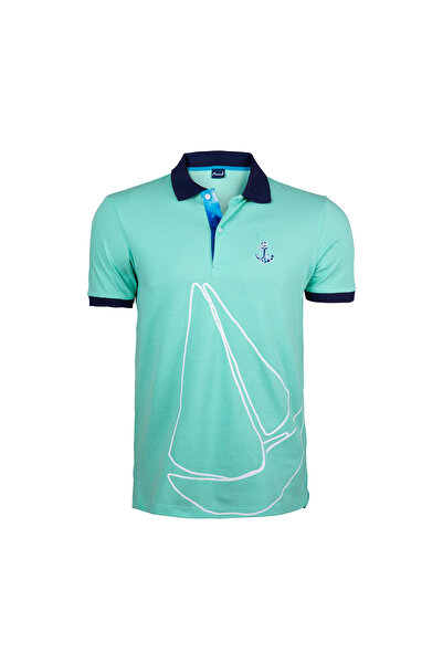 ANEMOSS Sail Mint Men's Polo Neck T-shirt