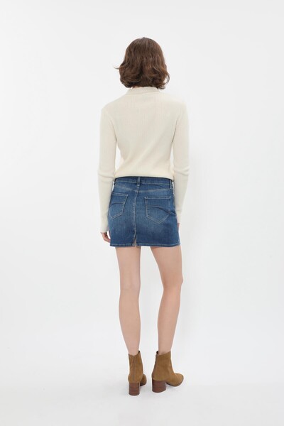 Bluewhite Fusta scurtă Jean de damă Albastru închis