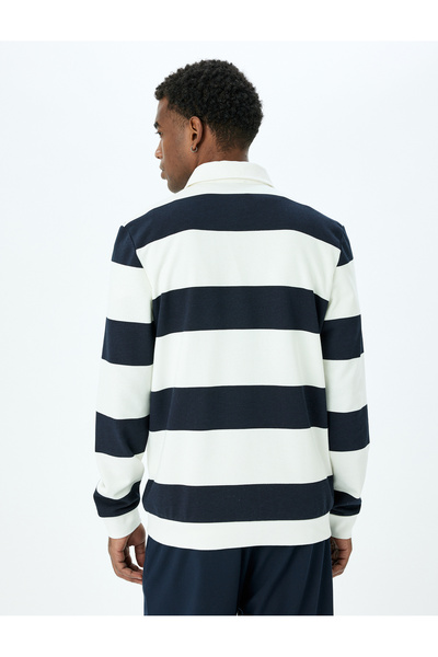 Koton Polo Yaka Lacivert Erkek Sweatshirt 5sam70005mk