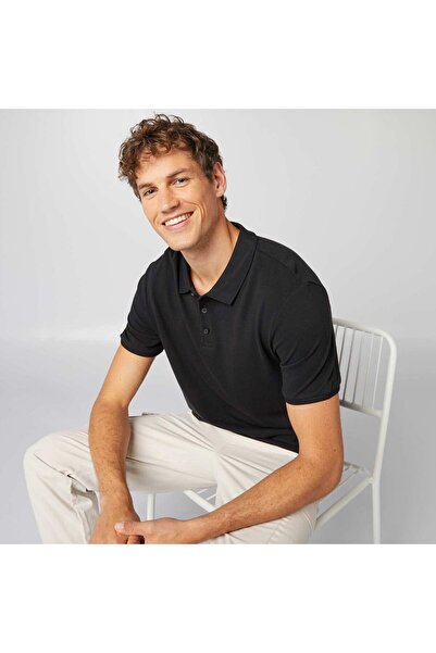 KIABI Cotton piqué polo shirt black