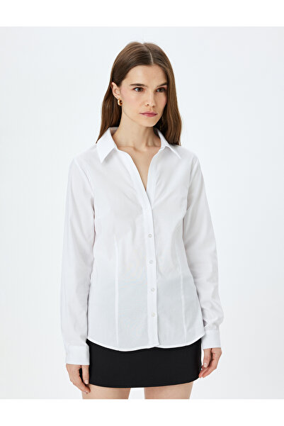 Koton Klassisches, langärmliges Slim-Fit-Hemd mit Kragen