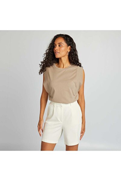 KIABI High-waisted pleated shorts WHITE