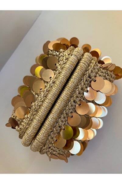 YELİZ HANDMADE El örgüsü pullu Clutch çanta