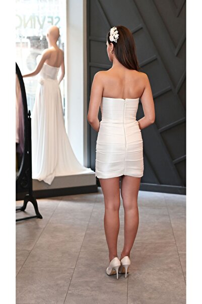 SevinçGüney Geniş Drape Mini Abiye Elbise(After Elbisesi)