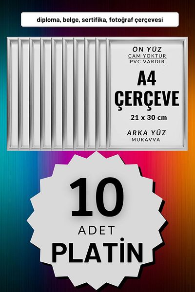 CreaWitch 10 bucăți A4 Platinum PVC Frame - Diploma, Document și Fotografie