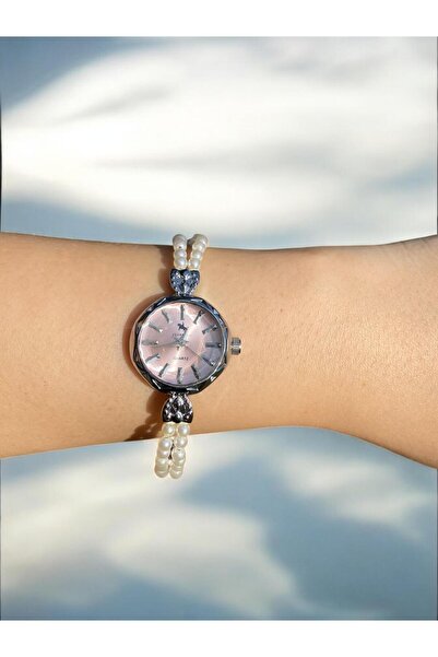 Vola Collection Women's Vintage Watch with Round Pink Dial and Silver Pearl B...