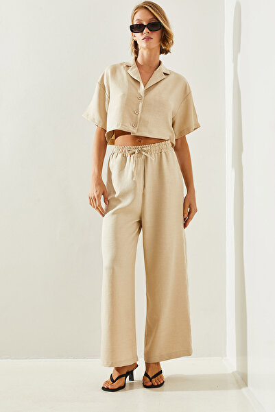 Bianco Lucci Crop Women's Pants and Pocket Jacket Set - 9241 60251692