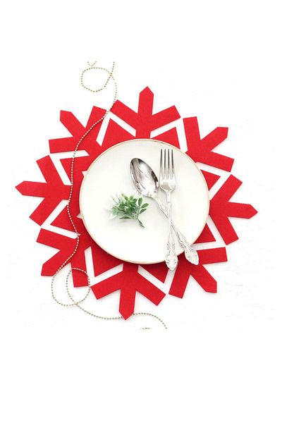 instababyrooms Dining Table Red Felt Supla Set for 6 People New Year's Special Supla Set
