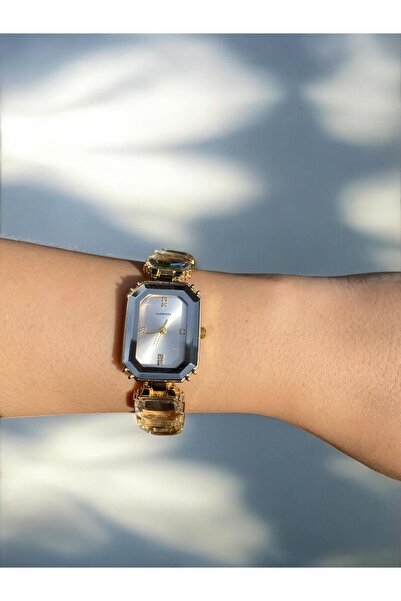 Vola Collection Lüx Taşlı Sekizgen Kadın Kol Saati Gold-8
